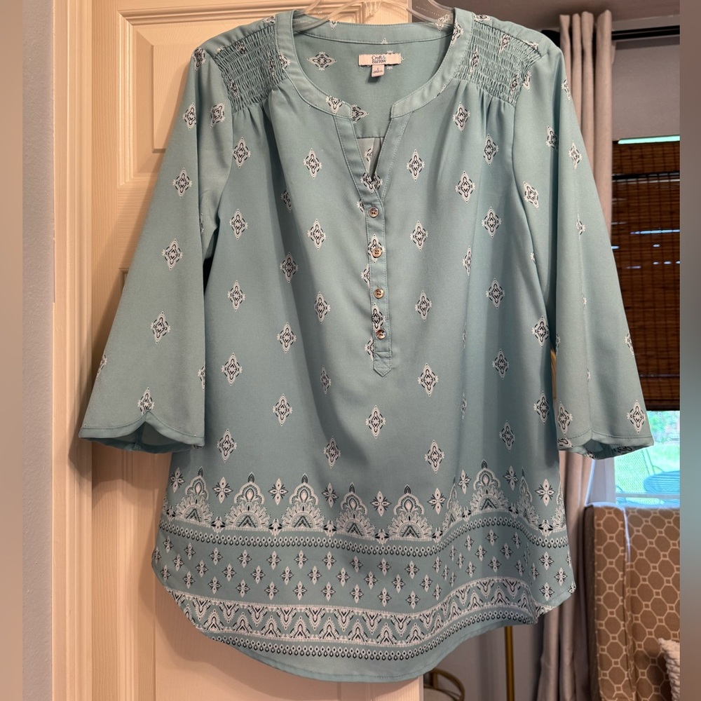 🟣 Croft & Barrow Aqua Embroidered Blouse